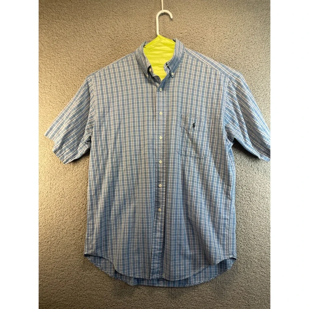 Ralph‎ Lauren Shirt Men's Size Large Multicolor Plaid Short Sleeve Button